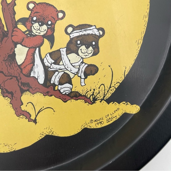 Vintage 1990 Retro Happy Halloween Bear Round Metal Serving Tray House of Lloyd - Picture 4 of 5